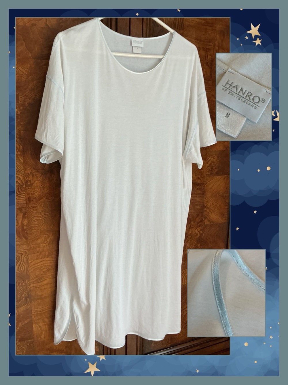 Hanro Short-Sleeve Sleep Dress Mercerized Cotton Made in Portugal